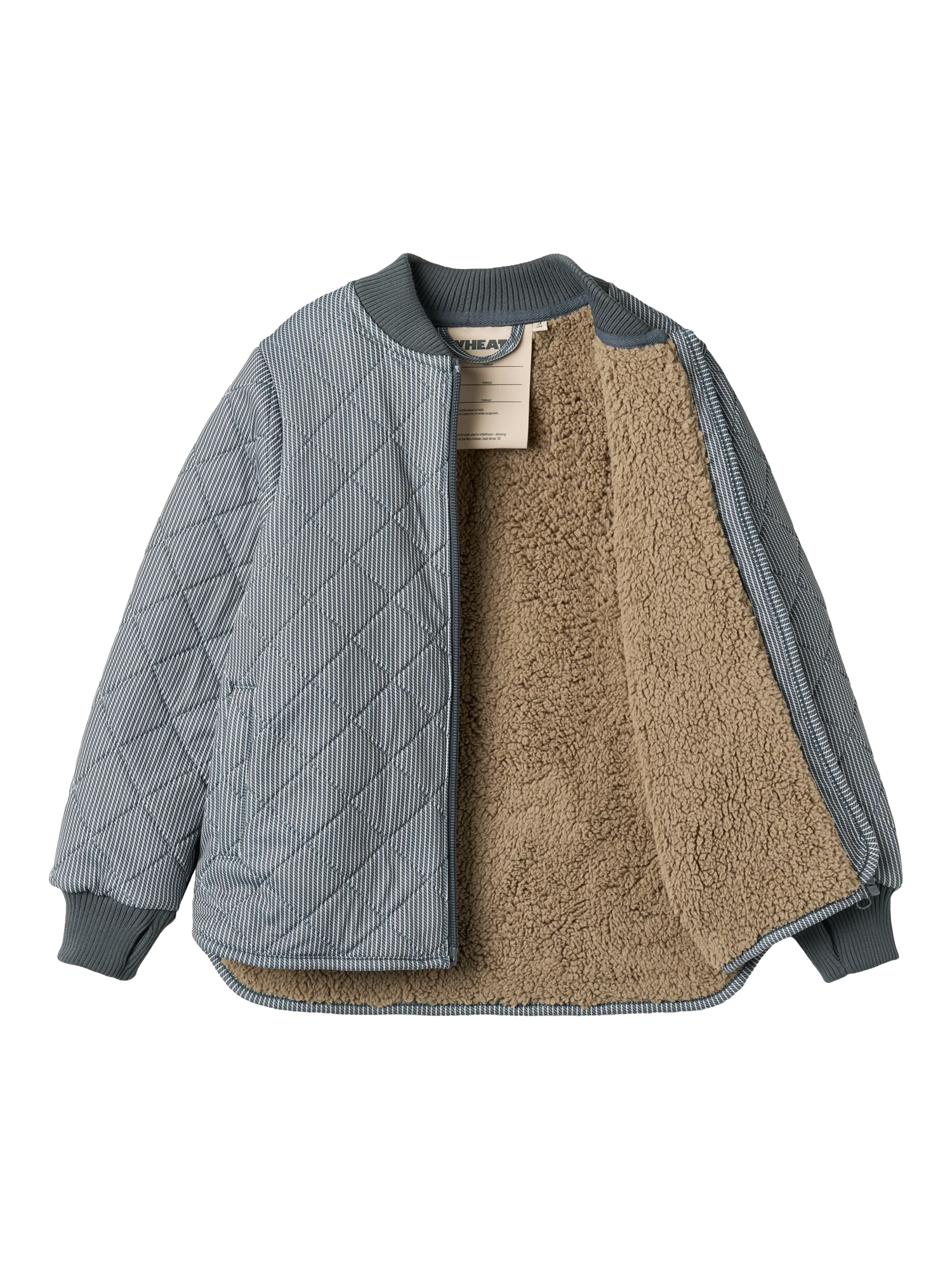 Product image 4 of 6, which shows WHEAT Kids' Stripe Quilted Thermo Jacket, Ink/Multi, 4 years