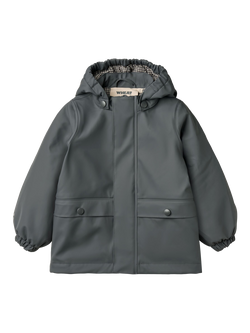 WHEAT Kids' Thermo Hooded Waterproof Raincoat, Grey Blue, Grey Blue