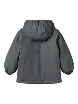 WHEAT Kids' Thermo Hooded Waterproof Raincoat, Grey Blue - view 2, Grey Blue