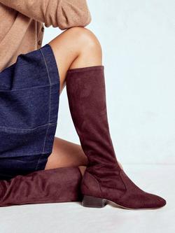 Boden Flat Stretch Knee Boots - view 2, Chestnut
