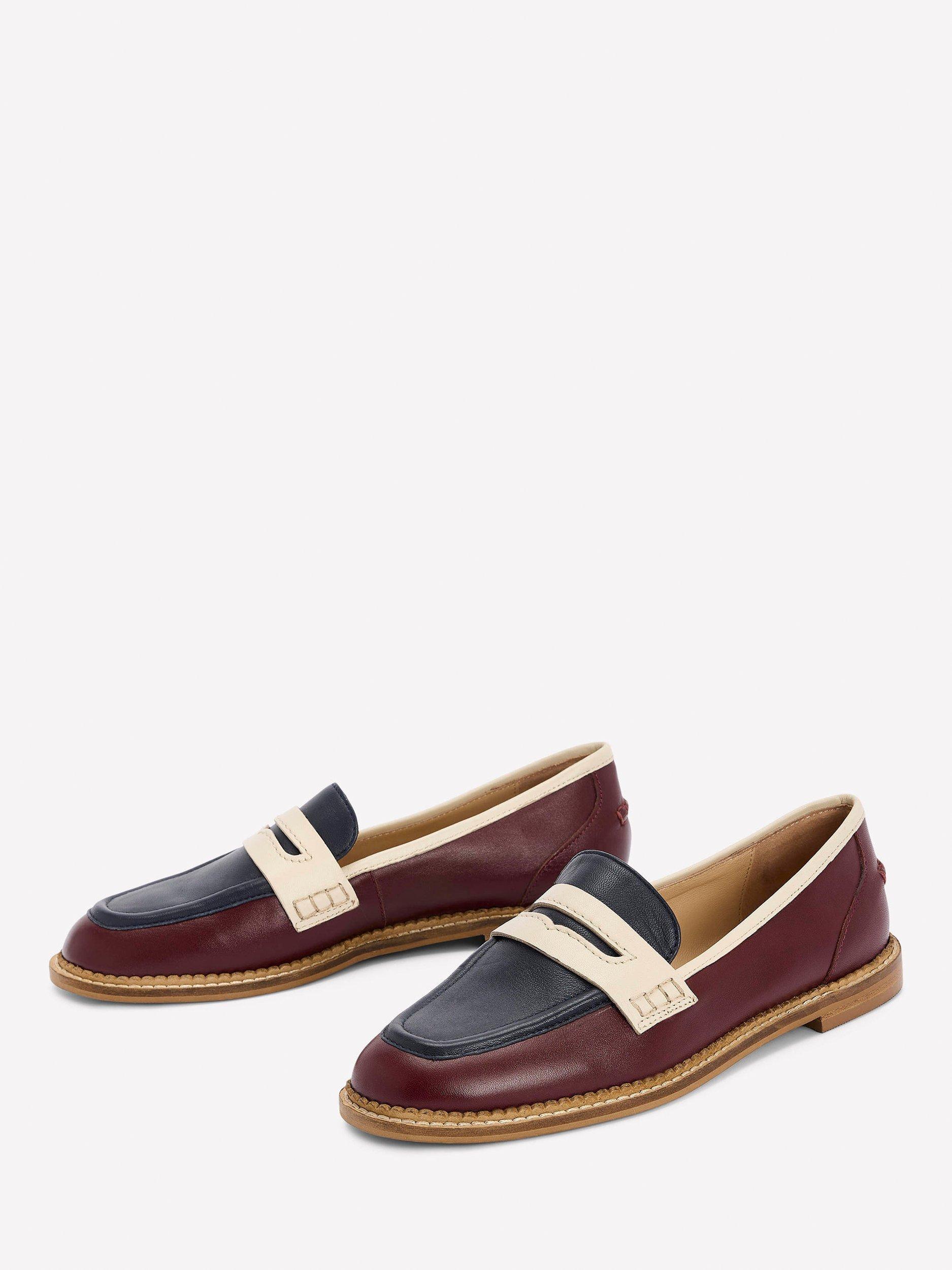Product image 2 of 5, which shows Boden Nya Penny Loafers, Oxblood/Navy, 6