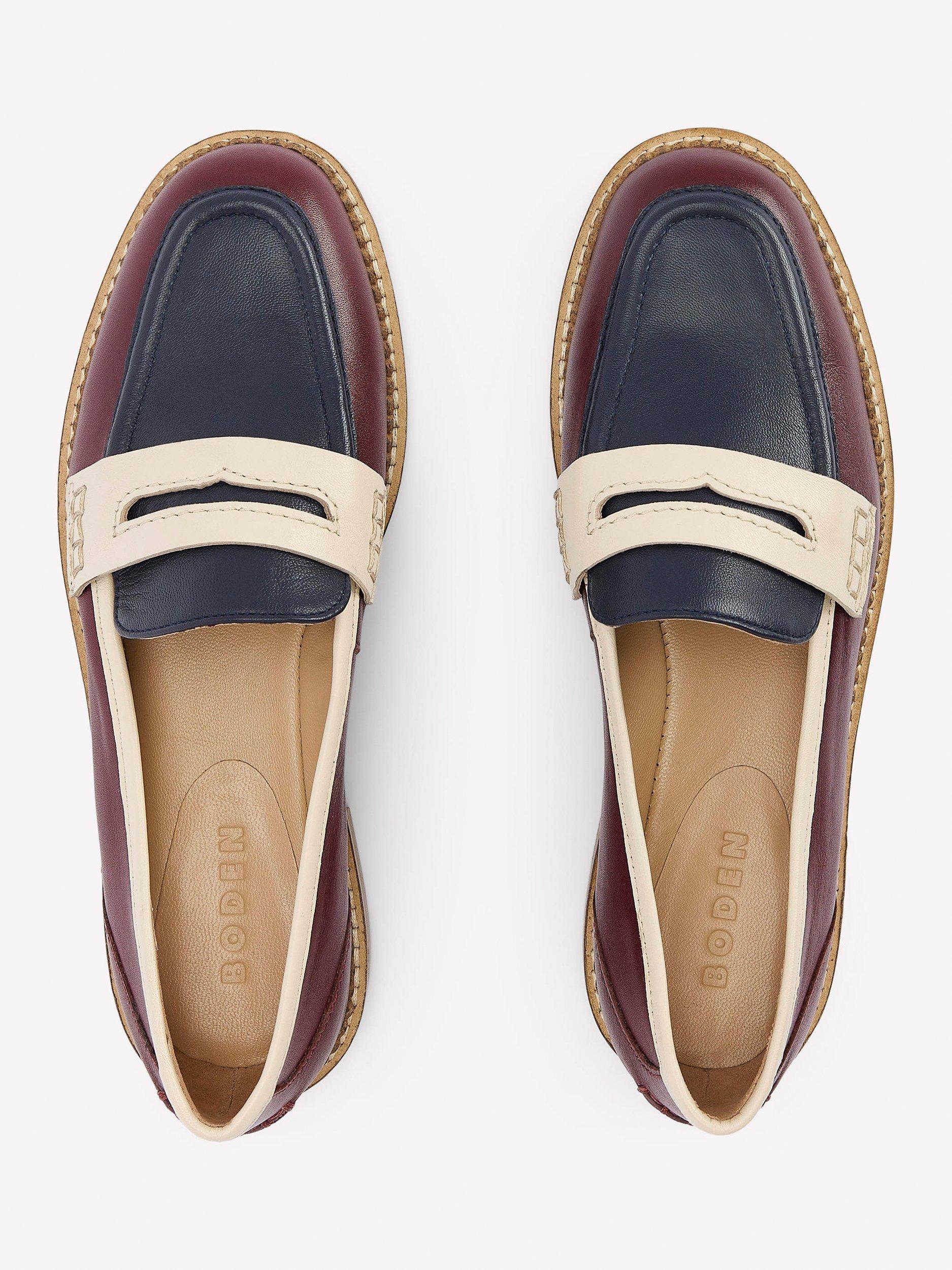 Product image 4 of 5, which shows Boden Nya Penny Loafers, Oxblood/Navy, 6
