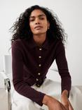 Mint Velvet Collar Fine Knit Cardigan, Burgundy Red