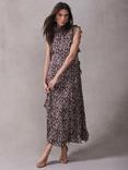 Mint Velvet Leaf Print Maxi Dress, Red Burgundy/Multi