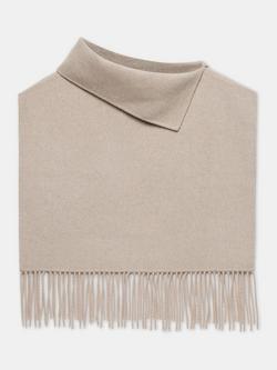 Mint Velvet Wool Blend Fringed Poncho, Neutral, Neutral