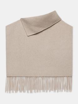 Mint Velvet Wool Blend Fringed Poncho, Neutral - view 2, Neutral