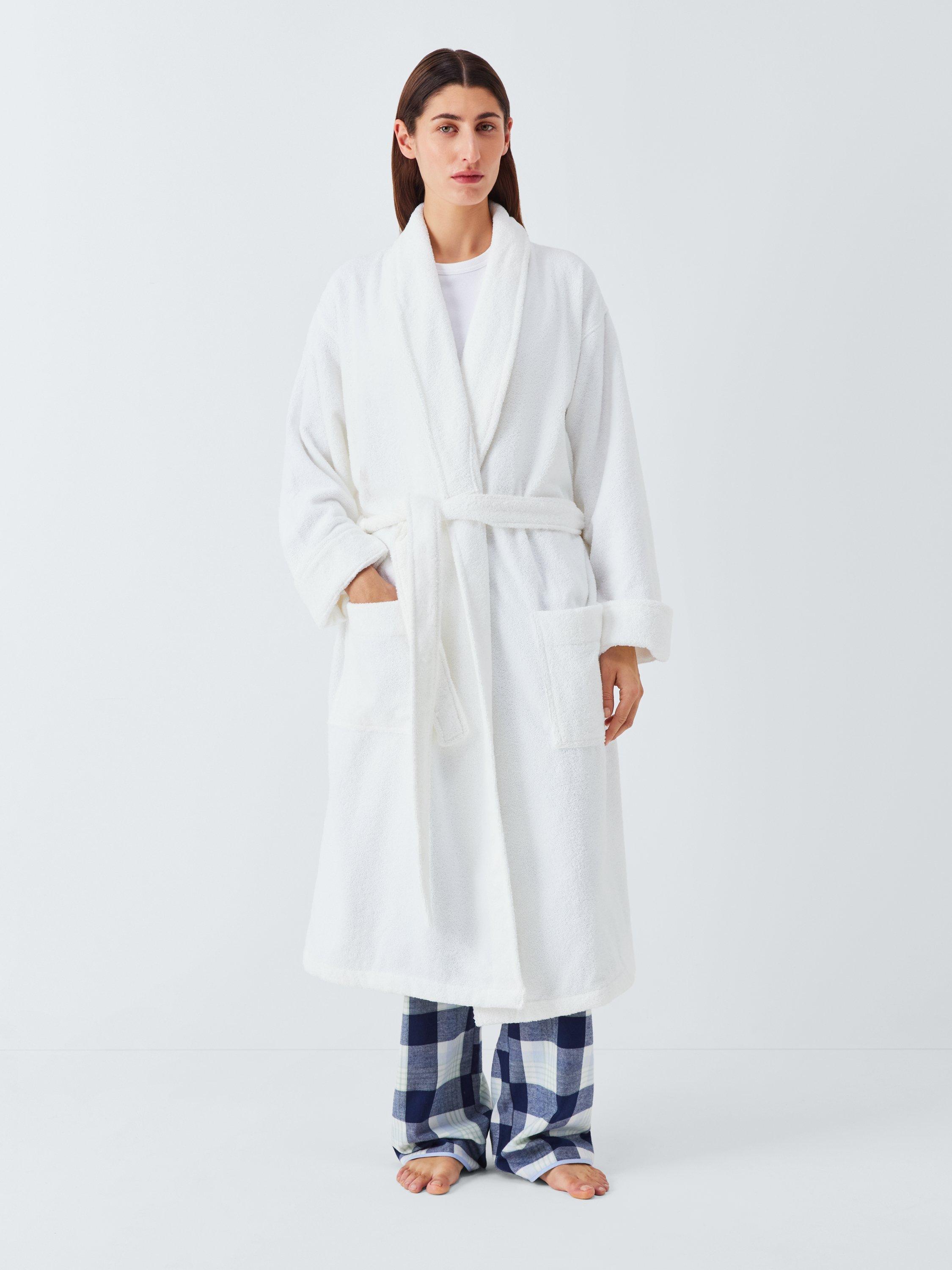 Product image 1 of 7, which shows John Lewis Unisex Egyptian Cotton Bath Robe, White, S/M