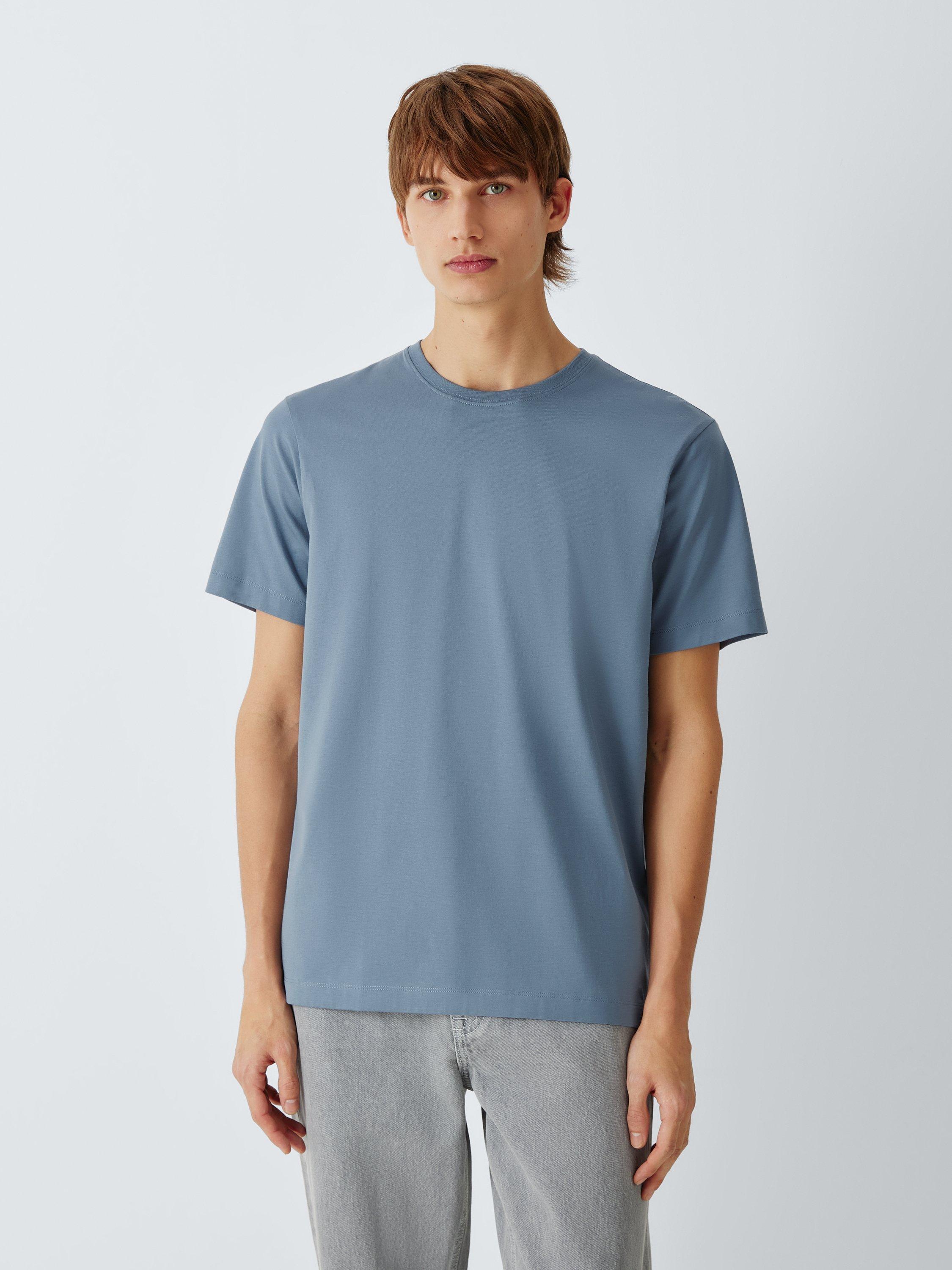 Product image 1 of 6, which shows John Lewis Supima Cotton Regular Fit Crew Neck T-Shirt, Light Blue, S