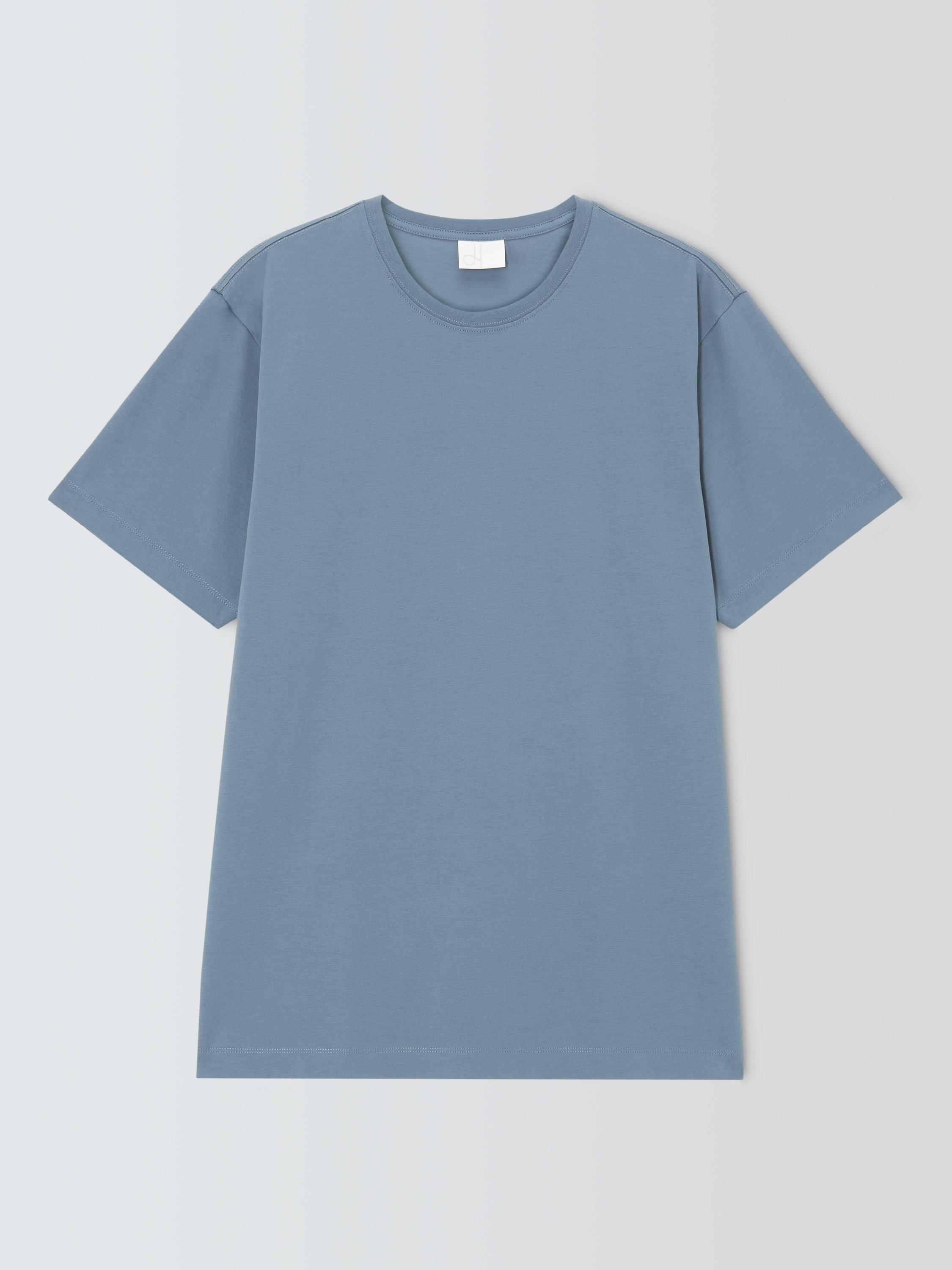 Product image 4 of 6, which shows John Lewis Supima Cotton Regular Fit Crew Neck T-Shirt, Light Blue, S