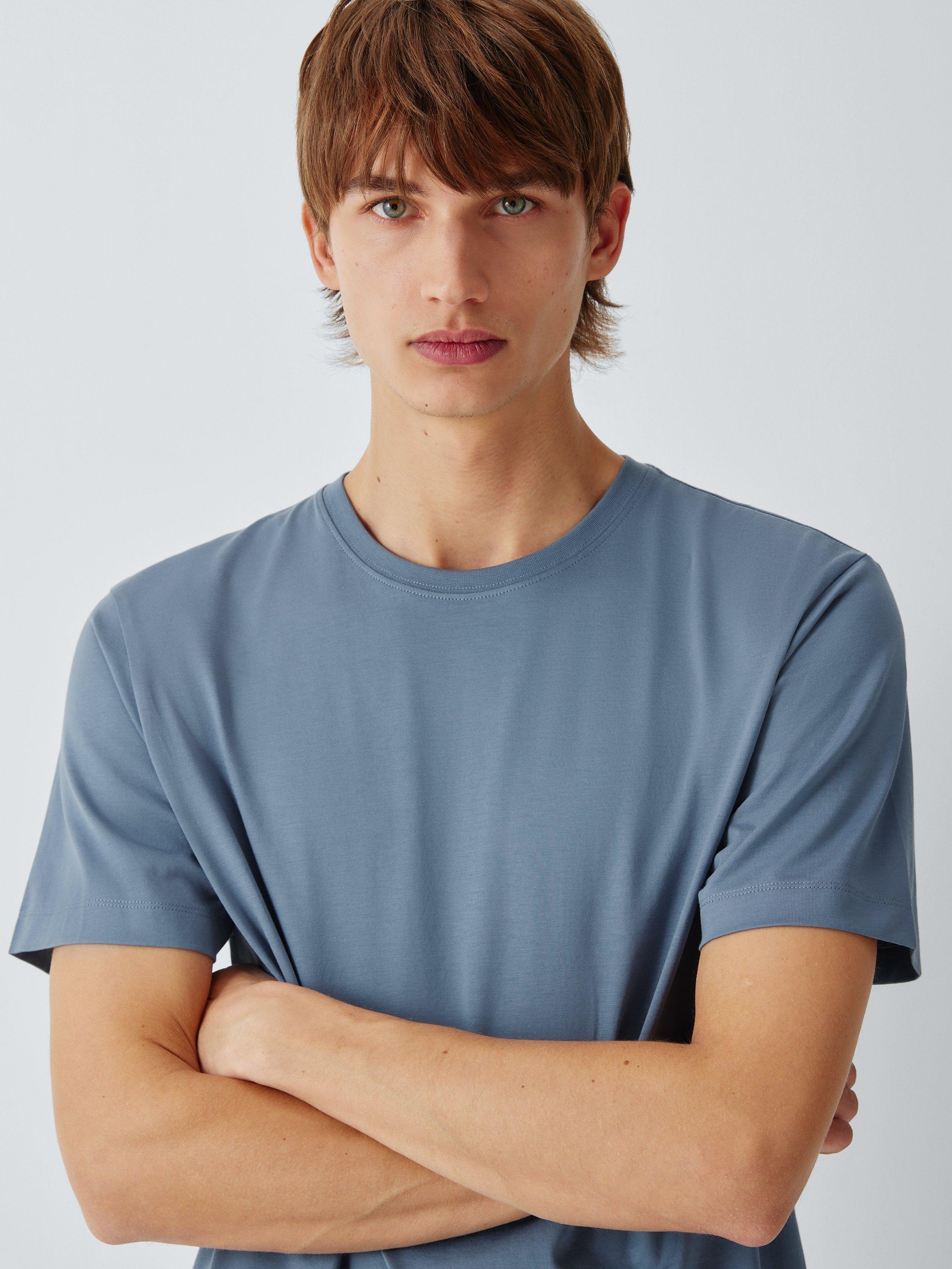 Product image 5 of 6, which shows John Lewis Supima Cotton Regular Fit Crew Neck T-Shirt, Light Blue, S