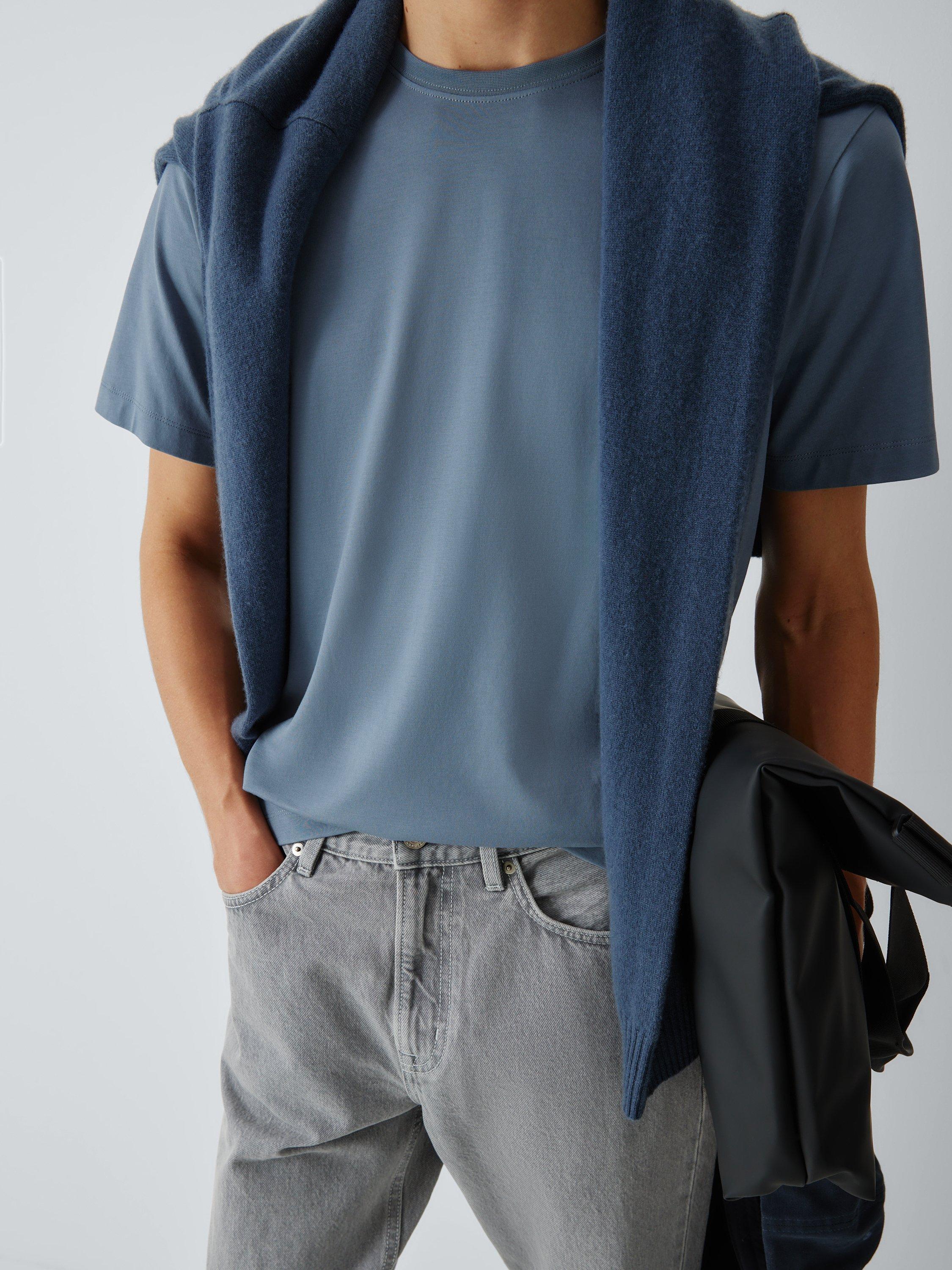 Product image 6 of 6, which shows John Lewis Supima Cotton Regular Fit Crew Neck T-Shirt, Light Blue, S