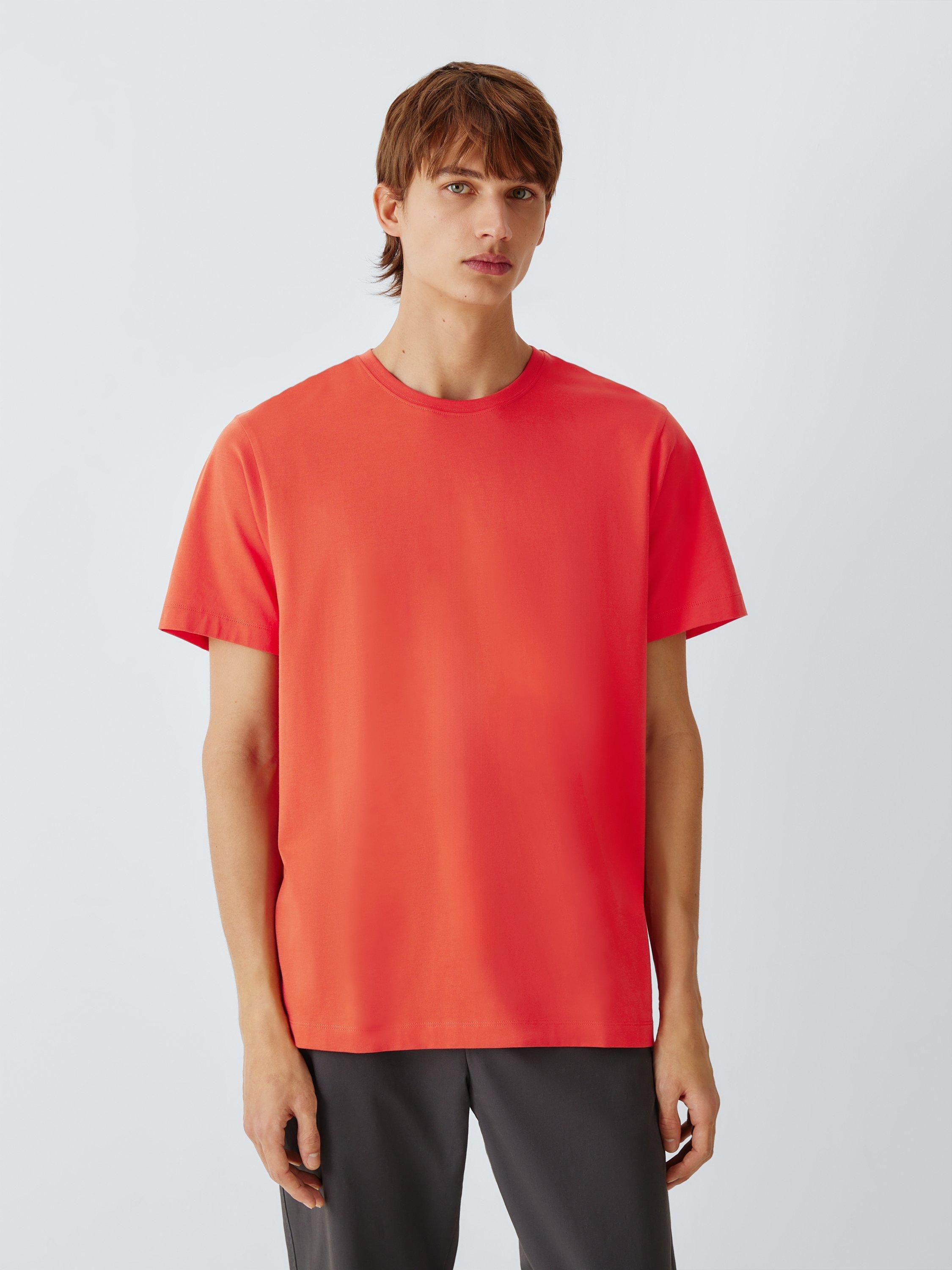 Product image 1 of 6, which shows John Lewis Supima Cotton Regular Fit Crew Neck T-Shirt, Chilli, S