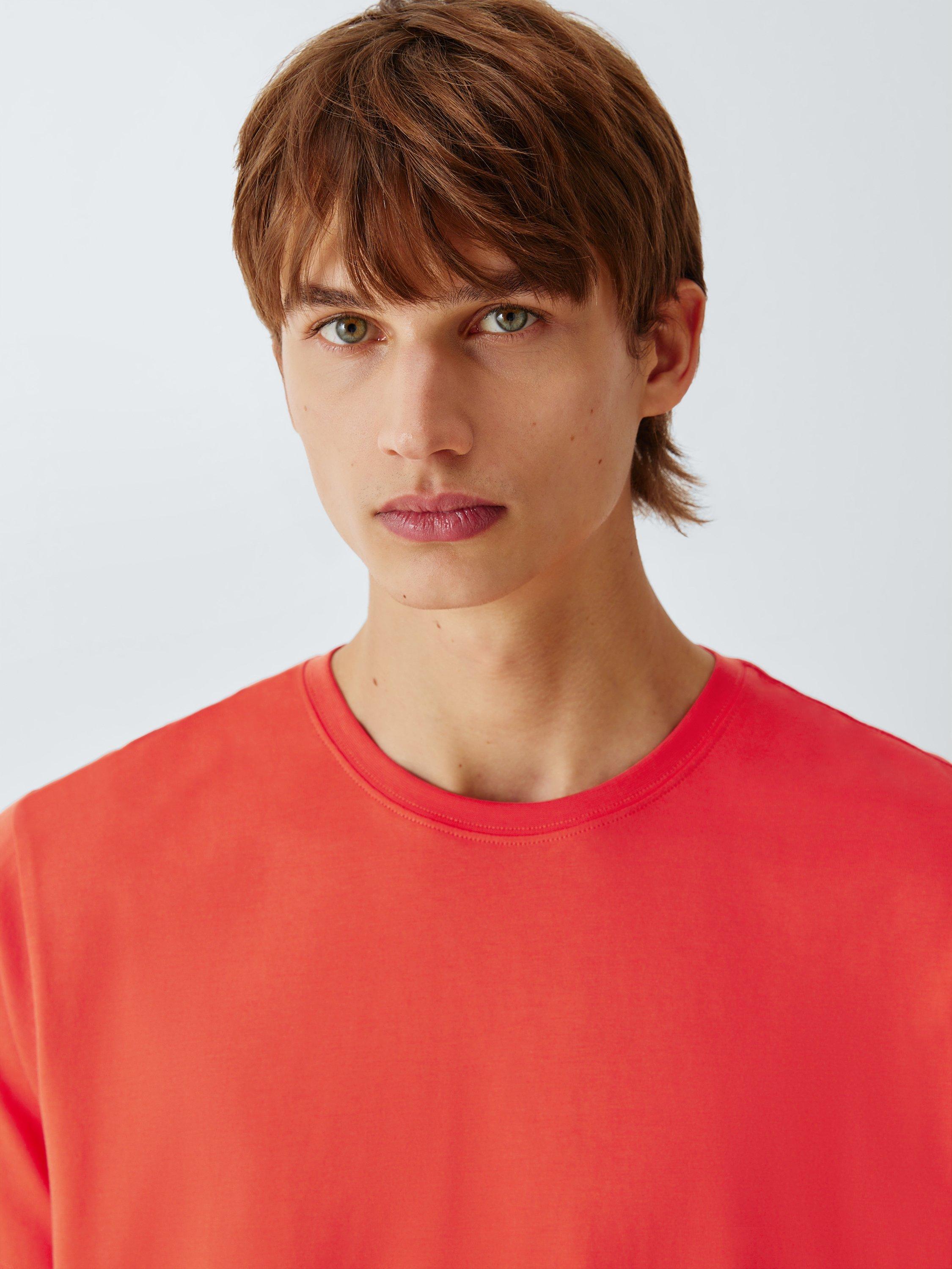 Product image 5 of 6, which shows John Lewis Supima Cotton Regular Fit Crew Neck T-Shirt, Chilli, S