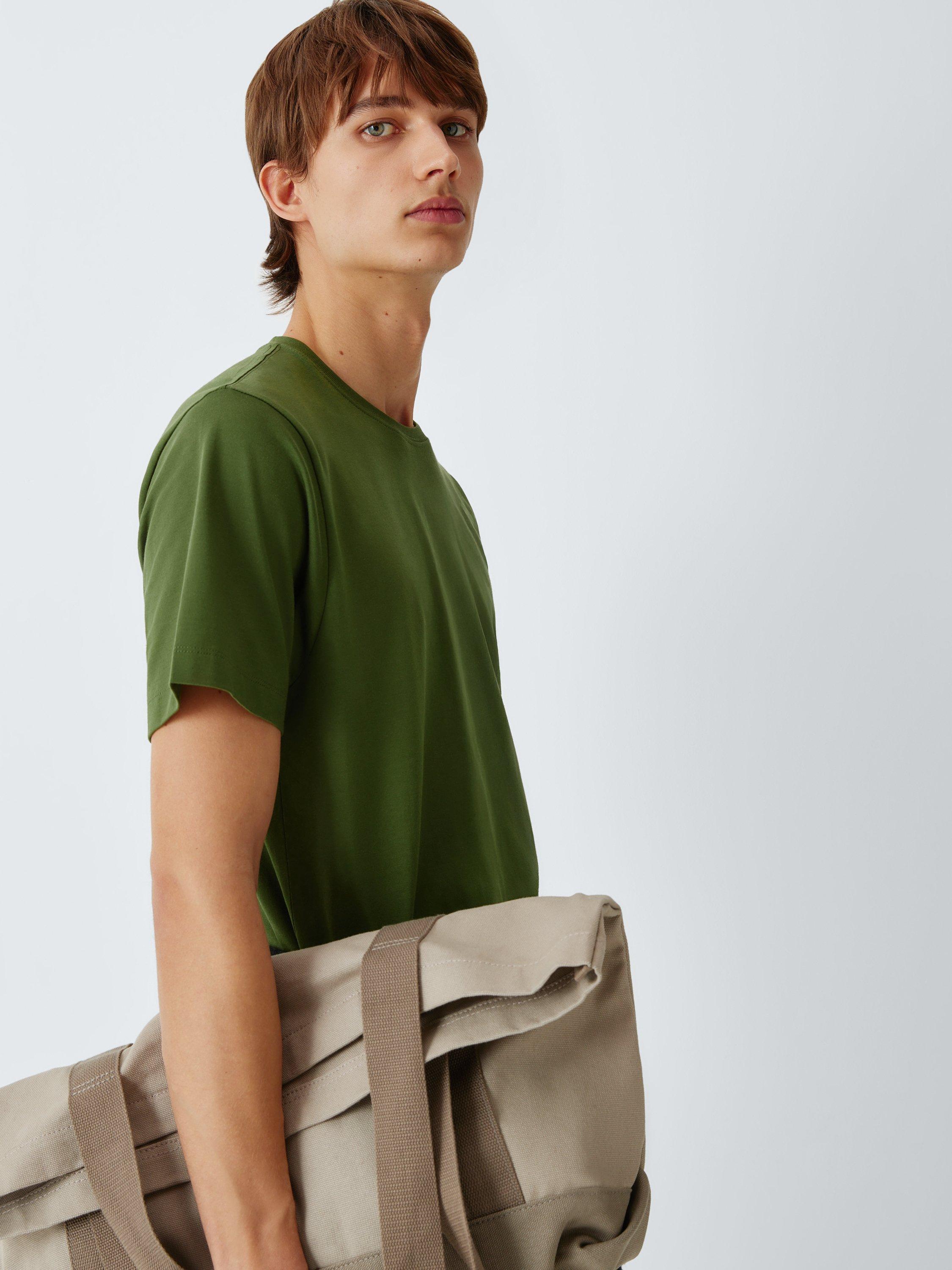 Product image 5 of 6, which shows John Lewis Supima Cotton Regular Fit Crew Neck T-Shirt, Chive, S