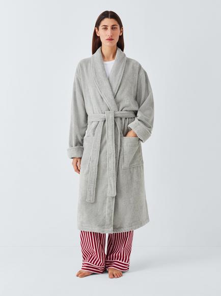 John Lewis Unisex Egyptian Cotton Bath Robe, Dove Grey