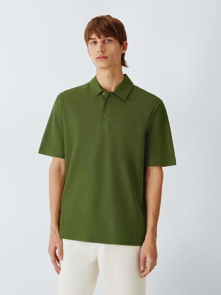 John Lewis Short Sleeve Supima Cotton Pique Polo Shirt, Chive