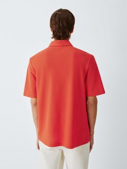 John Lewis Short Sleeve Supima Cotton Pique Polo Shirt - view 2, Chilli
