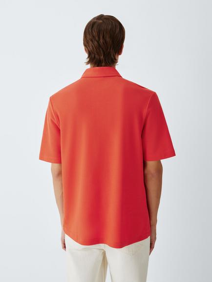 John Lewis Short Sleeve Supima Cotton Pique Polo Shirt - view 2, Chilli