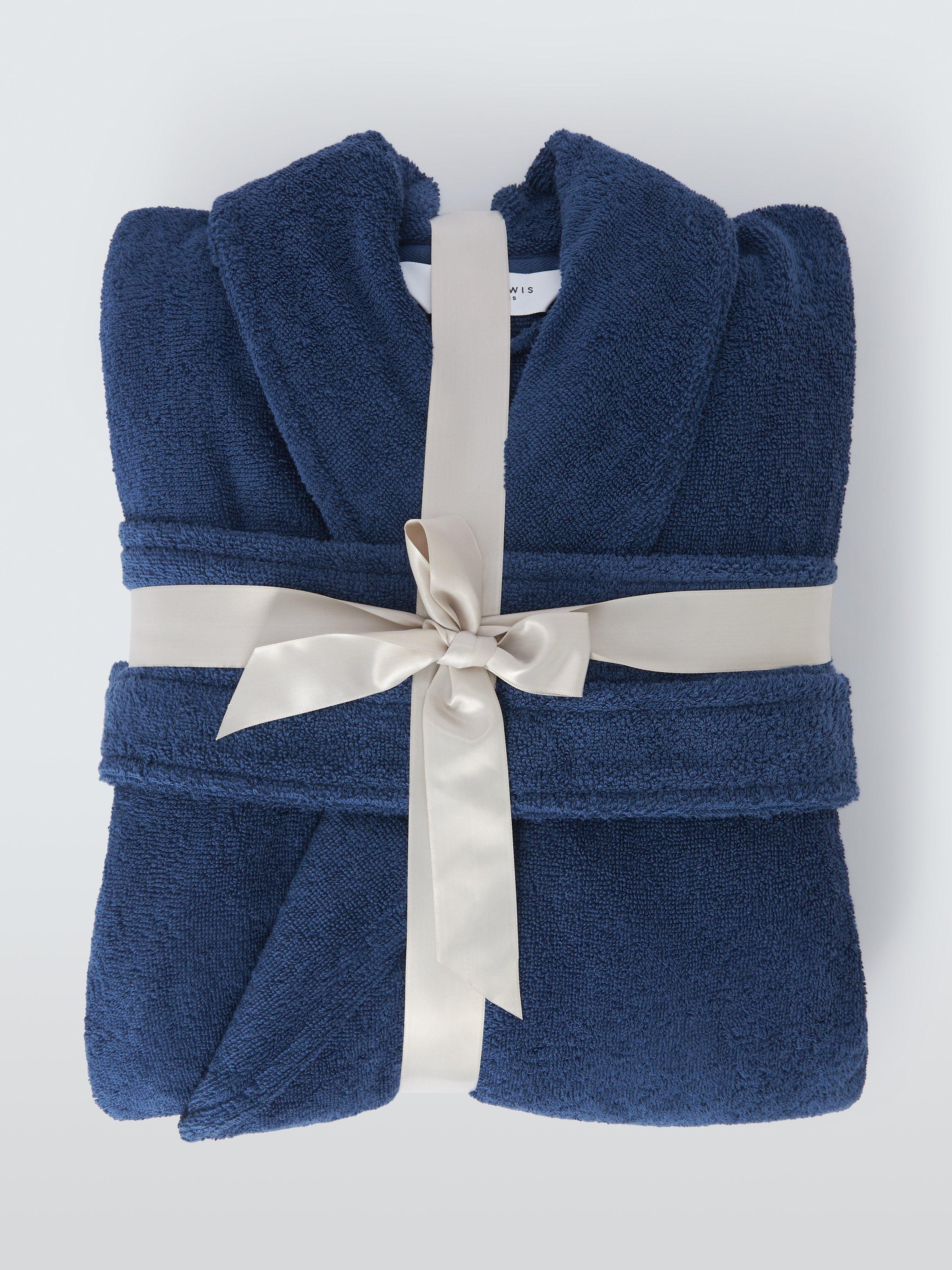 Product image 2 of 7, which shows John Lewis Unisex Egyptian Cotton Bath Robe, Midnight, S/M