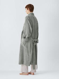 John Lewis Egyptian Cotton Stripe Unisex Bath Robe - view 2, Dove Grey/Cream