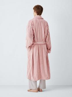 John Lewis Egyptian Cotton Stripe Unisex Bath Robe - view 2, Pale Pink/Dark Sand
