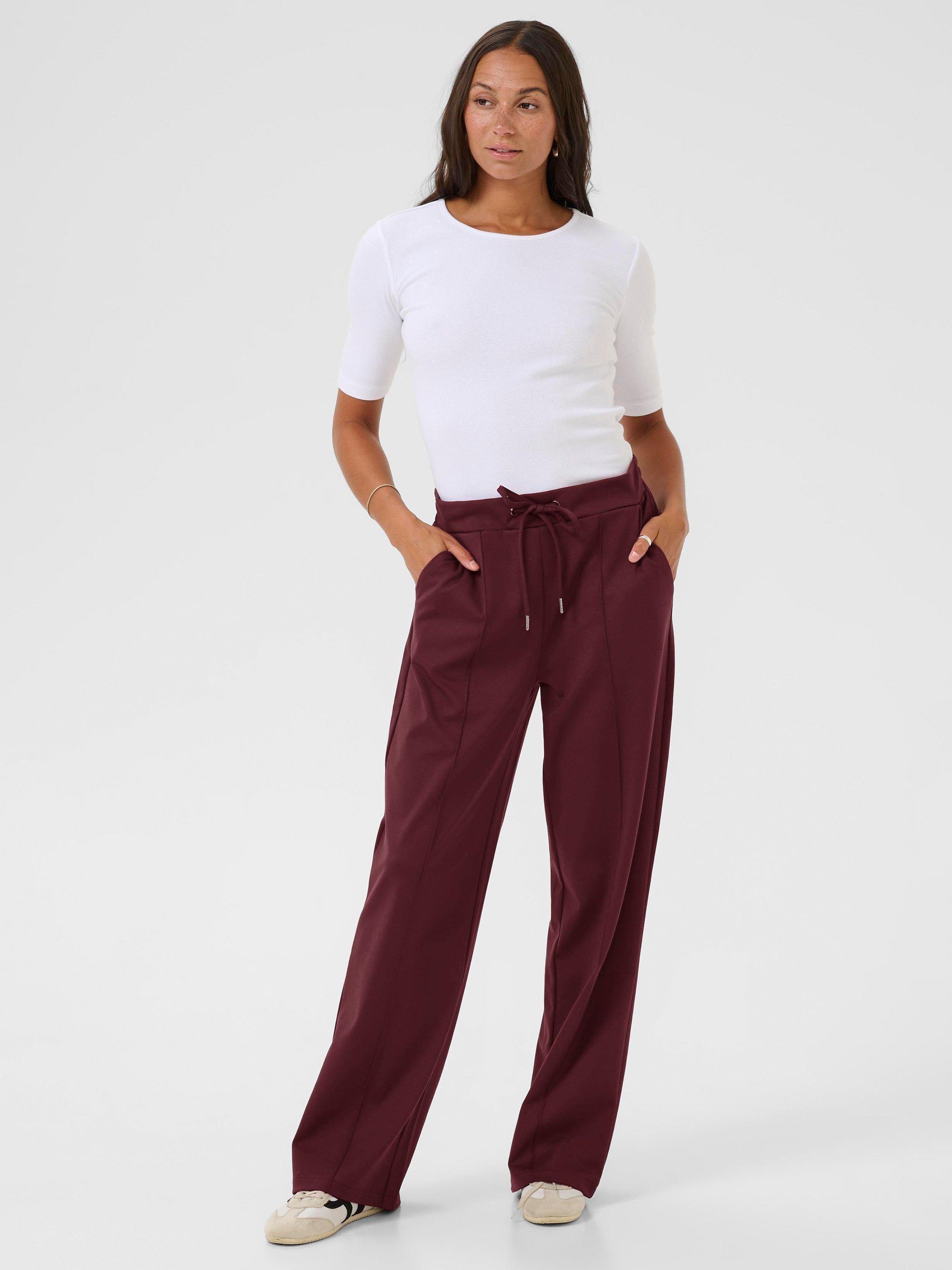 Product image 3 of 6, which shows KAFFE Jenny Tie Waist Joggers, Windsor Wine, XS