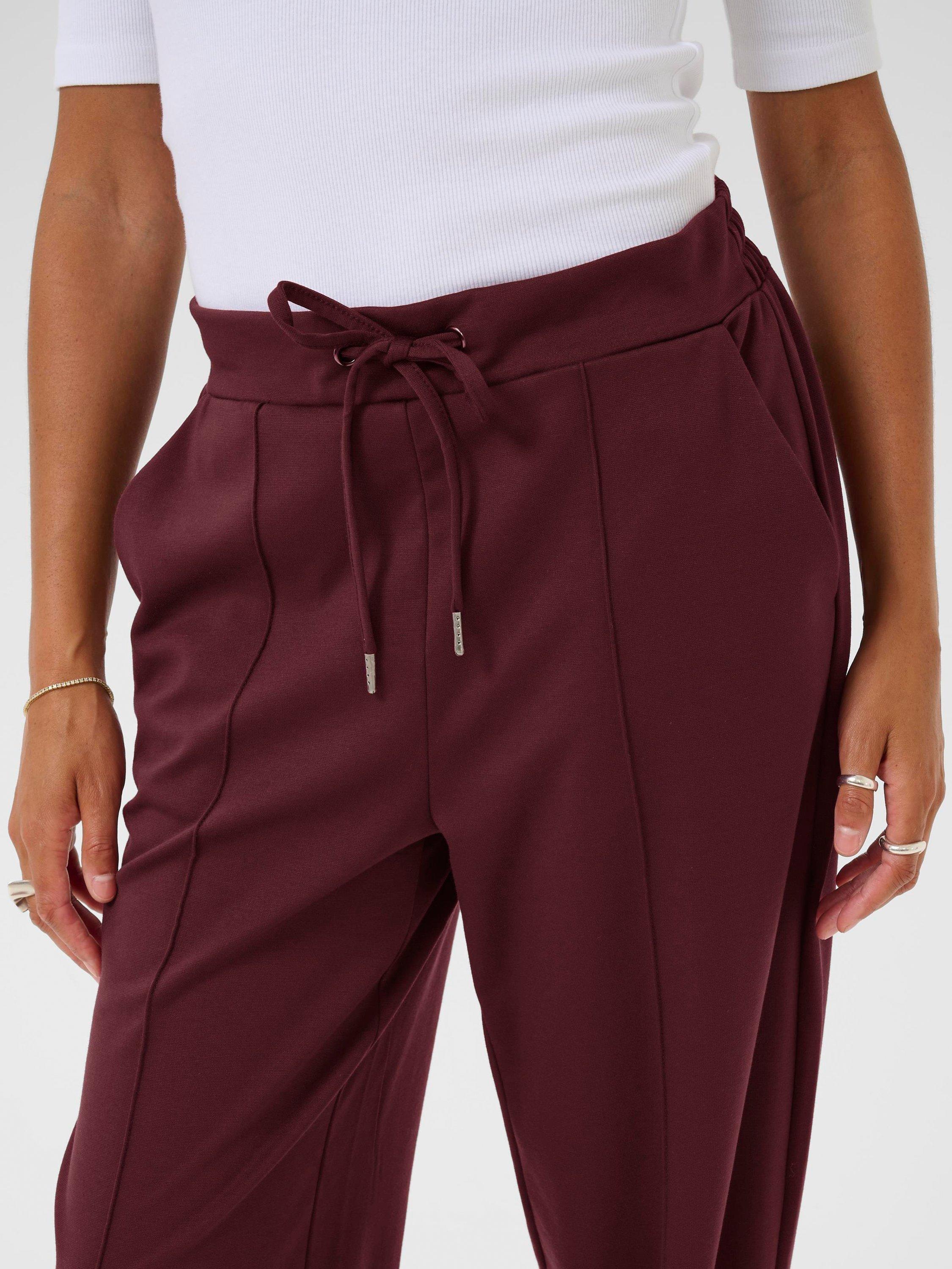 Product image 4 of 6, which shows KAFFE Jenny Tie Waist Joggers, Windsor Wine, XS