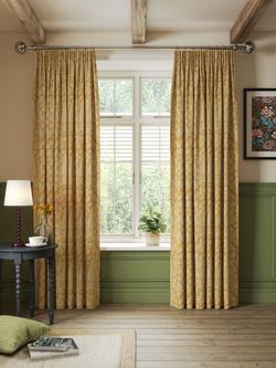 John Lewis x Sanderson Tamizart Pair Lined Pencil Pleat Curtains, Ochre - view 2, Ochre