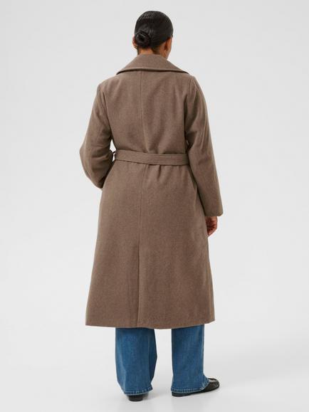 KAFFE Curve KCnanny Longline Coat - view 2, Mid Brown