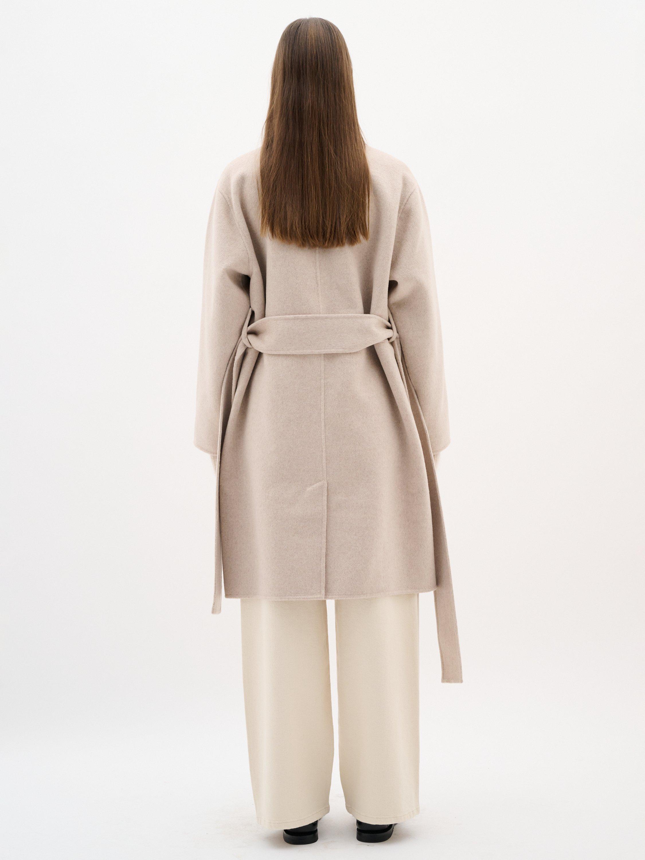 Product image 2 of 6, which shows InWear Yilla Wool Blend Collar Overcoat, French Nougat, 8