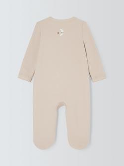 John Lewis Baby Teddy Pima Cotton Sleepsuit, Natural - view 2, Natural