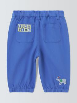 John Lewis Baby Embroidered Trousers, Blue - view 2, Blue
