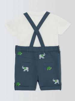 John Lewis Baby Embroidered Bibshorts & Top Set, Blue - view 2, Blue