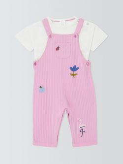 John Lewis Baby Flamingo Dungarees & Top Set, Pink, Pink