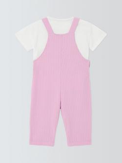 John Lewis Baby Flamingo Dungarees & Top Set, Pink - view 2, Pink