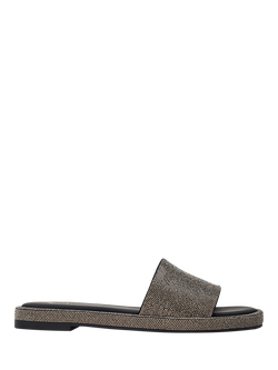 Moda in Pelle Jaz Leather Embellished Slider Sandals, Black, Black