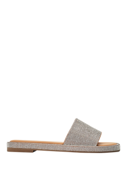 Moda in Pelle Jaz Leather Embellished Slider Sandals, Silver, Silver