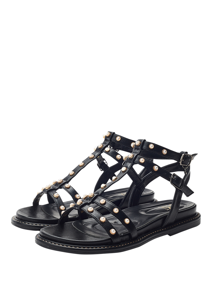 Product image 2 of 4, which shows Moda in Pelle Leytona Embellished Gladiator Sandals, Black, 8