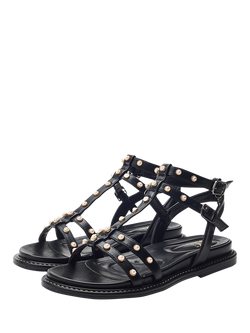 Moda in Pelle Leytona Embellished Gladiator Sandals, Black - view 2, Black