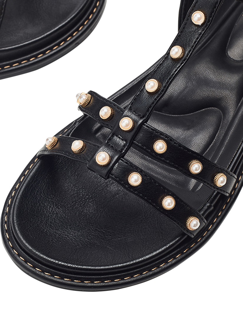 Product image 3 of 4, which shows Moda in Pelle Leytona Embellished Gladiator Sandals, Black, 8