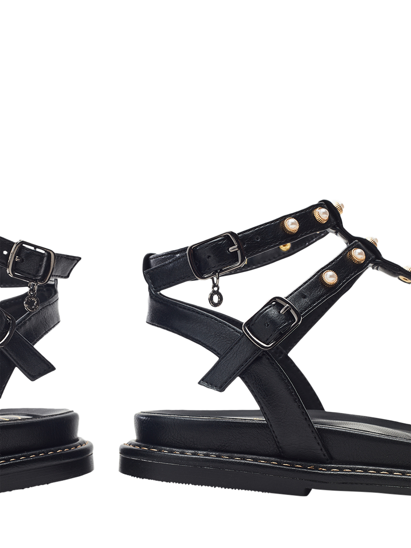 Product image 4 of 4, which shows Moda in Pelle Leytona Embellished Gladiator Sandals, Black, 8