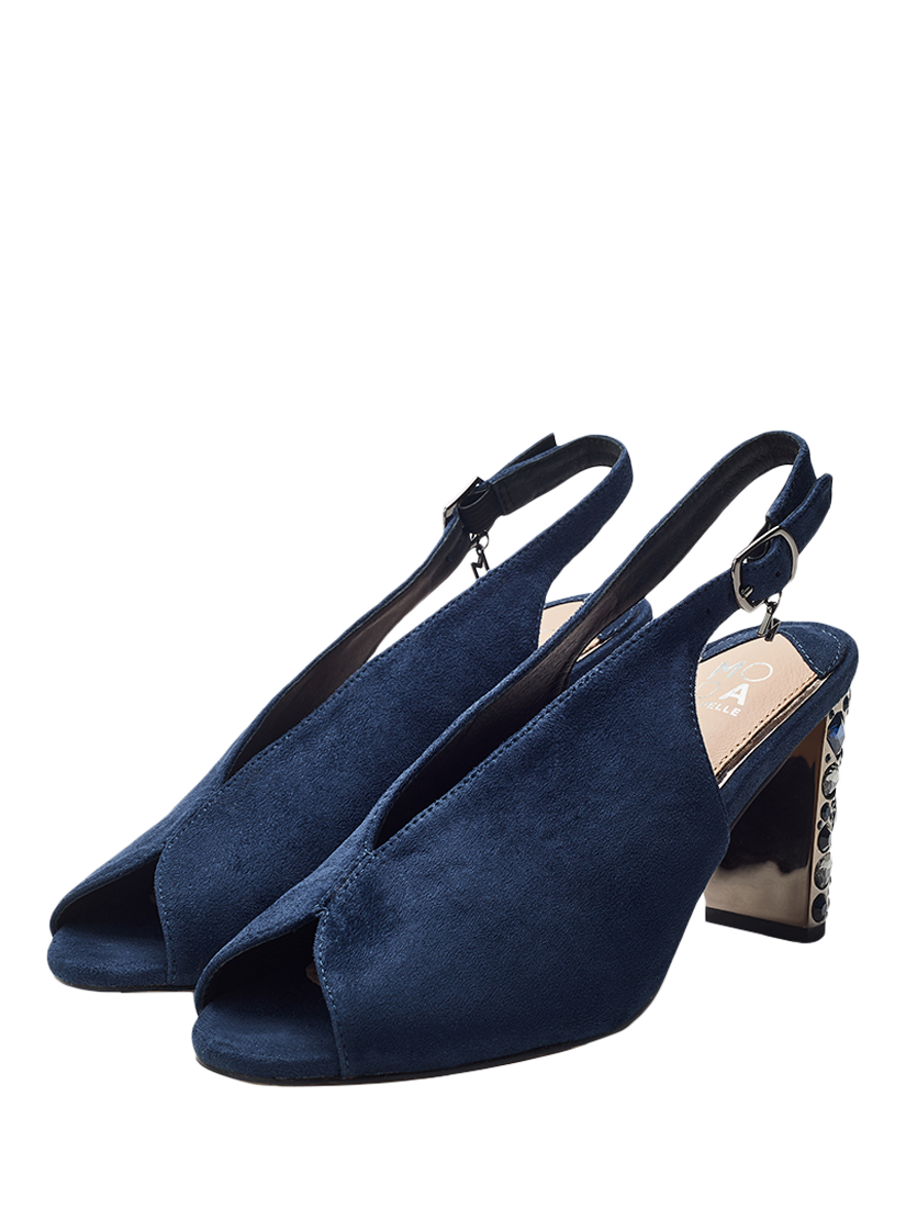 Product image 2 of 4, which shows Moda in Pelle Maeva Alcantara Block Heel Sandals, Navy, 3