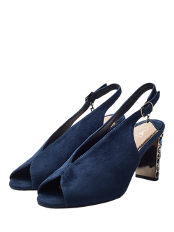 Moda in Pelle Maeva Alcantara Block Heel Sandals - view 2, Navy