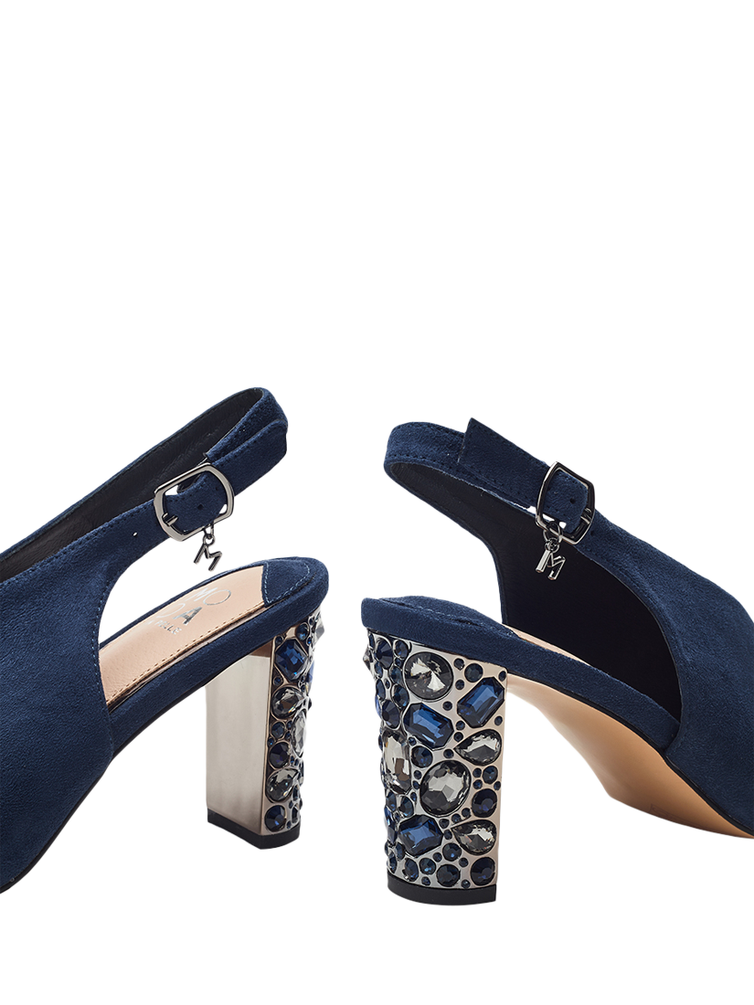 Product image 3 of 4, which shows Moda in Pelle Maeva Alcantara Block Heel Sandals, Navy, 3