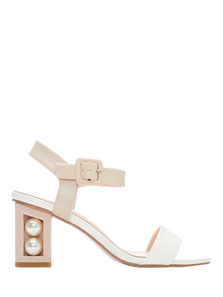 Moda in Pelle Sandypearl Embellished Block Heel Sandals, Blush/White, Blush/White
