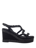 Moda in Pelle Naap Suede Embellished Wedge Heel Sandals, Black