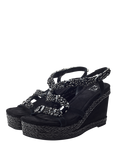 Moda in Pelle Naap Suede Embellished Wedge Heel Sandals, Black