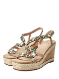 Moda in Pelle Naap Suede Embellished Wedge Heel Sandals, Stone