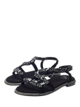Moda in Pelle Nyssa Suede Embellished Strappy Footbed Sandals, Black