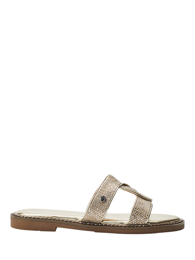 Product image 1 of 4, which shows Moda in Pelle Lupin Slider Sandals, Gold, 3